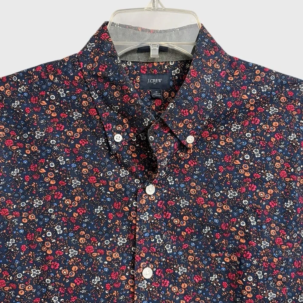 J. Crew Men's Slim Fit Floral Button-Down Shirt Size M Navy Multicolor Preppy